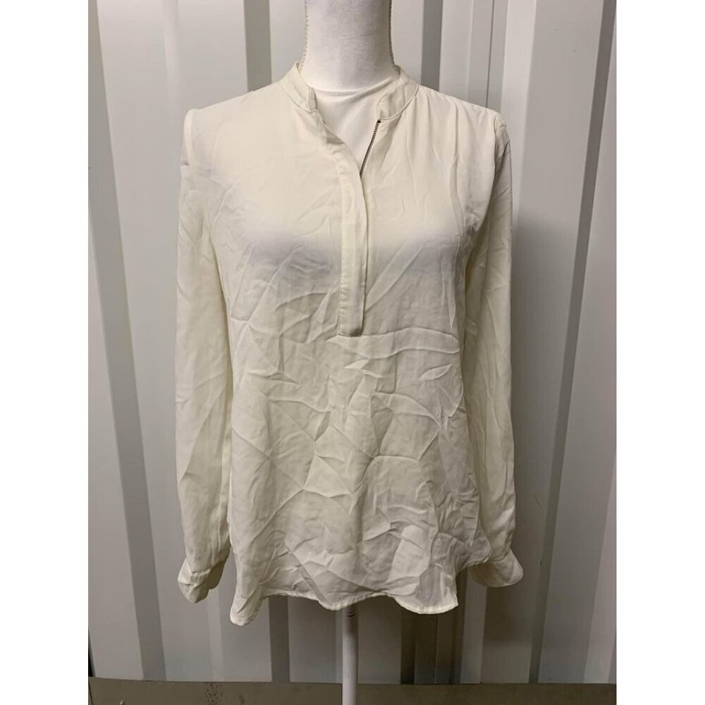 Mine Blouse Business Casual Boho Office Preppy White Size Medium Women's